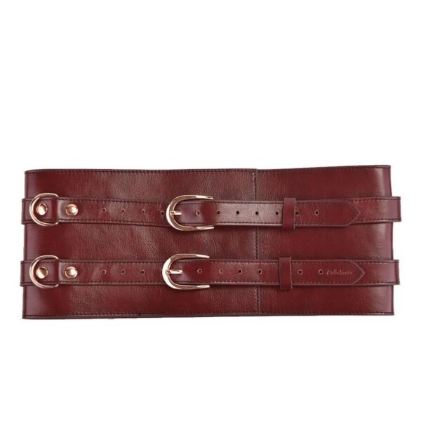 Шкіряний пояс для бондажу Liebe Seele Wine Red Waist Cuff S Size