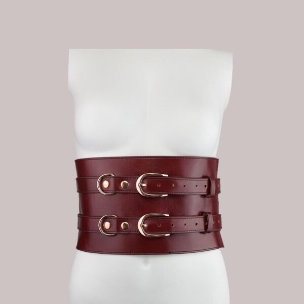 Шкіряний пояс для бондажу Liebe Seele Wine Red Waist Cuff S Size