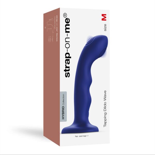 Насадка для страпона з подвійною точковою пульсацією Strap-On-Me TAPPING DILDO WAVE - NIGHT BLUE