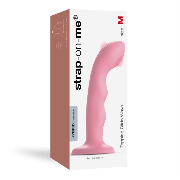 Насадка для страпону з подвійною точковою пульсацією Strap-On-Me TAPPING DILDO WAVE - CORAL PINK