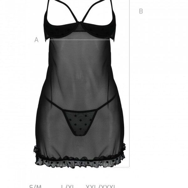 Пеньюар MARINA CHEMISE black S/M - Passion