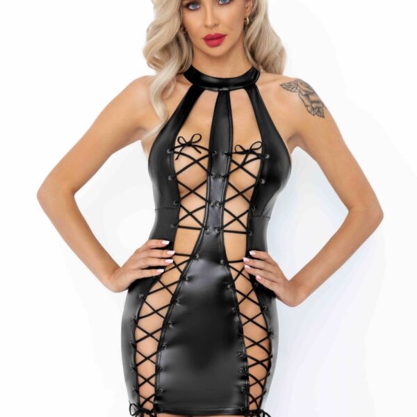 Сукня Noir Handmade F291 Powerwetlook dress with double lace-up front - S