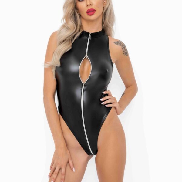 Боді Noir Handmade F294 Powerwetlook bodysuit with front zipper - S