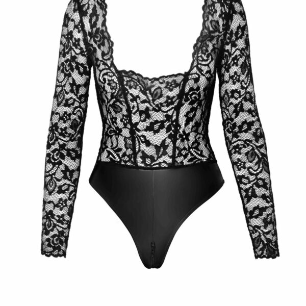 Боді Noir Handmade F296 Psyche bodysuit of lace and wetlook - S