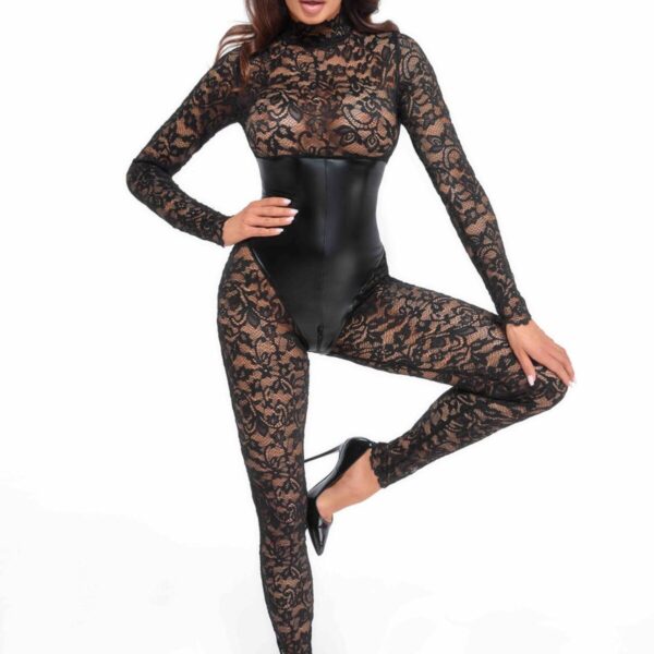 Комбінезон Noir Handmade F299 Enigma lace catsuit with underbust bodice - S