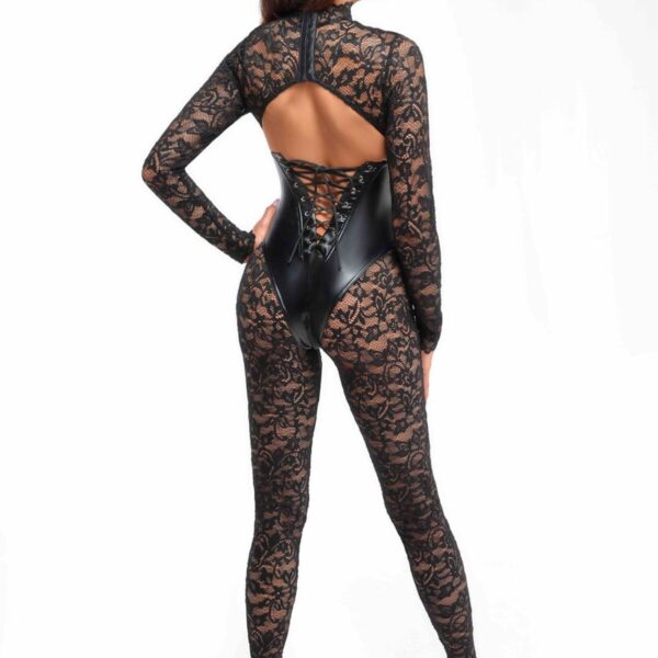 Комбінезон Noir Handmade F299 Enigma lace catsuit with underbust bodice - S