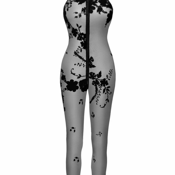 Бодістокінг Noir Handmade F315 Ego flocked mesh halter catsuit - S