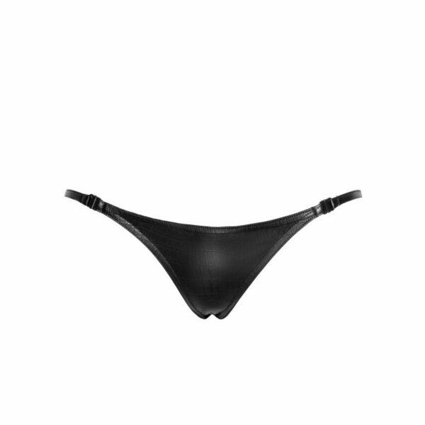 Трусики Noir Handmade P012 Wild crocodile wetlook thong with double opening - S