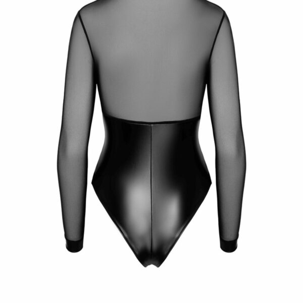 Боді Noir Handmade F321 Edge wetlook and mesh body with rings - S