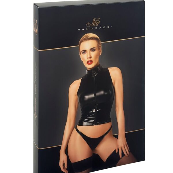 Топ Noir Handmade F324 Glam wetlook top with vinyl corset - S