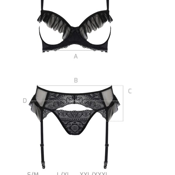 Комплект Passion KERRIA SET WITH OPEN BRA black L/XL - ECO Passion