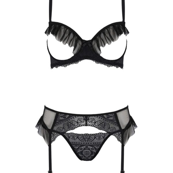 Комплект Passion KERRIA SET WITH OPEN BRA black S/M - ECO Passion