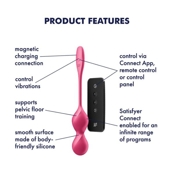 Вагінальні кульки з вібрацією Satisfyer Love Birds 2 Connect App Red