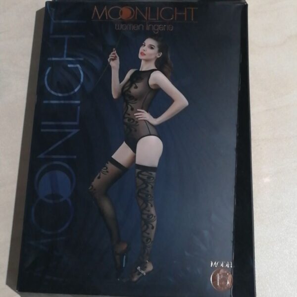 Комплект: боді та панчохи Moonlight Model 15 XS-L Black (м'ята упаковка!!!)