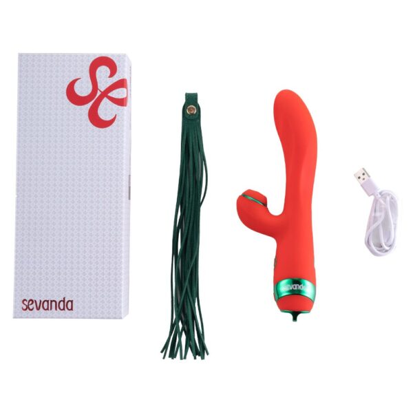 Вібратор-кролик з флогером LOCKINK SEVANDA Whip Vibrating Massage Wand - Red & Green