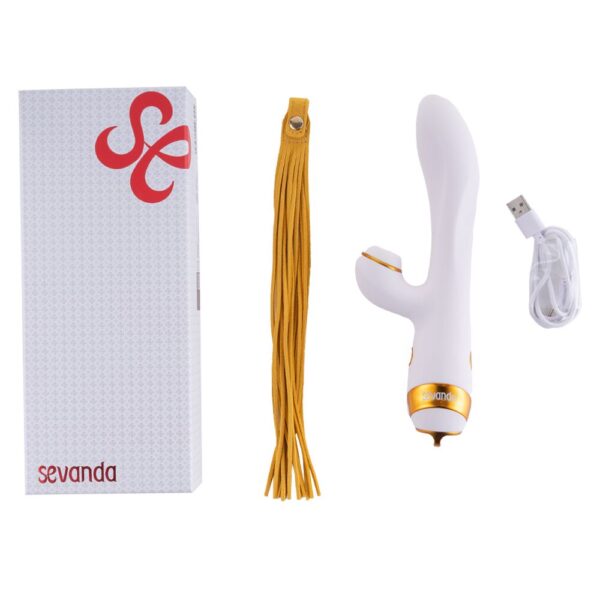 Вібратор-кролик з флогером LOCKINK SEVANDA Whip Vibrating Massage Wand - White & Golden