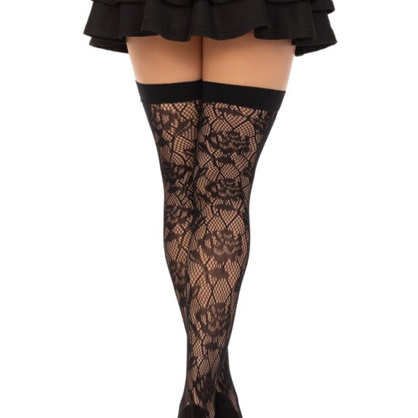 Панчохи Leg Avenue Wild rose net thigh highs One Size