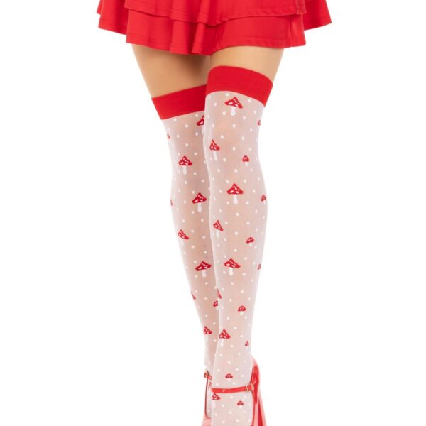 Панчохи Leg Avenue Polka Dot Mushroom Thigh Highs One Size