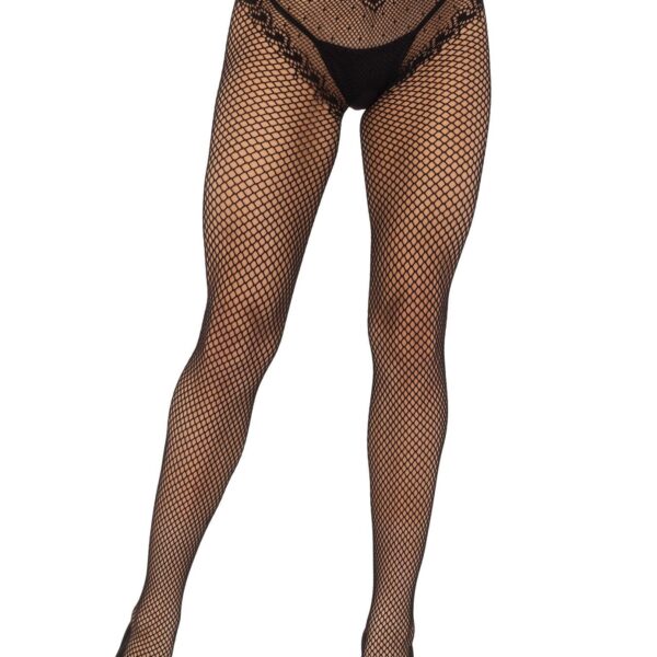 Панчохи Leg Avenue Crotchless Net Tights with Heart Backseam Black One Size