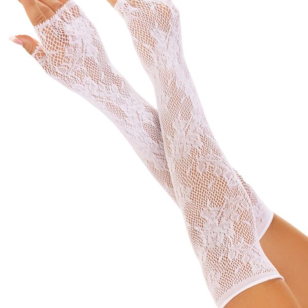 Мітенки Leg Avenue Lace Opera Length Fingerless Gloves White