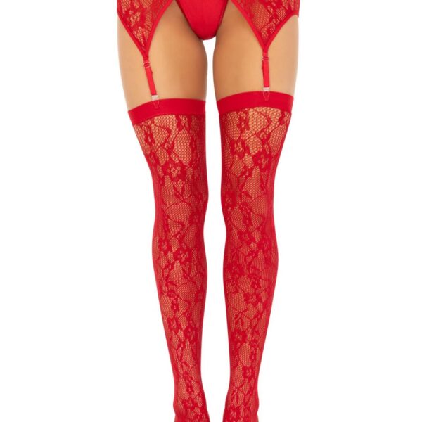 Панчохи Leg Avenue Leg Avenue Lace thigh highs & garterbelt Red One Size