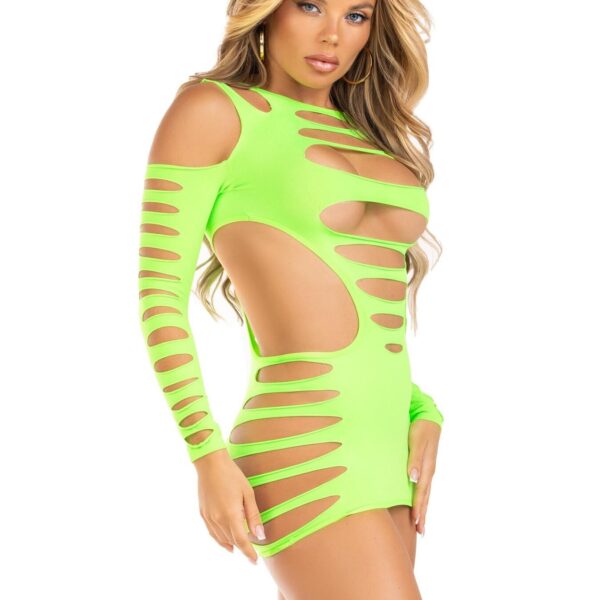 Мінісукня Leg Avenue Shredded cut-out mini dress Neon Green One Size