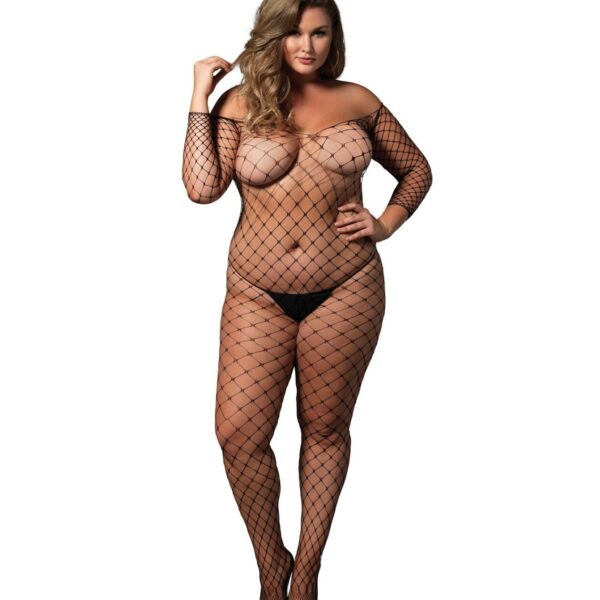 Бодістокінг Leg Avenue Off the shoulder bodystocking Black Queen Size