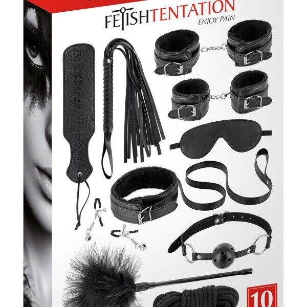 Набір для BDSM Fetish Tentation SM Bondage Box in vegan leather 10pcs