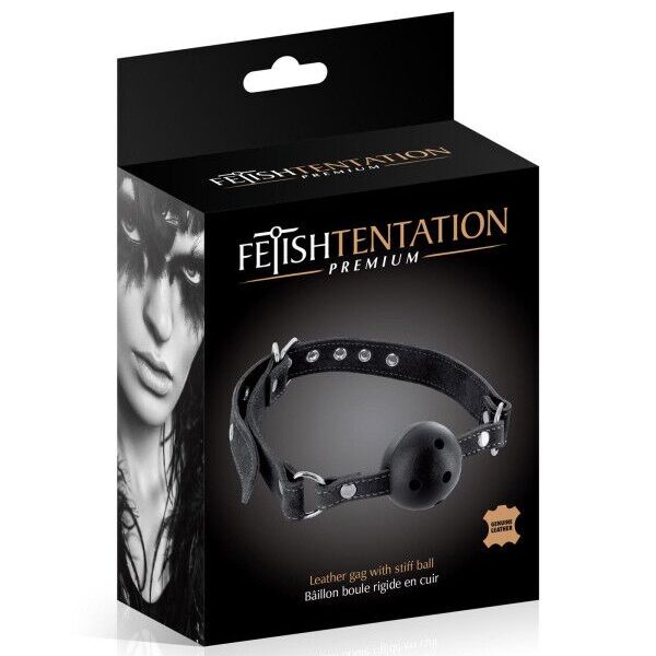 Кляп Fetish Tentation Premium Leather gag with stiff ball