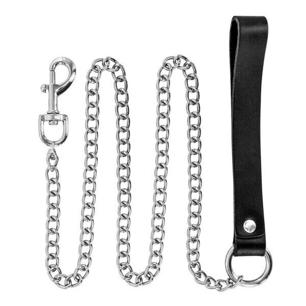 Повідець Fetish Tentation Premium Metal leash with cowhide leather wrist 115 см