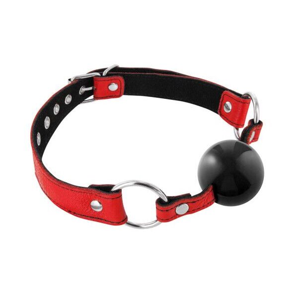 Кляп Fetish Tentation Premium Leather gag with silicone ball Red