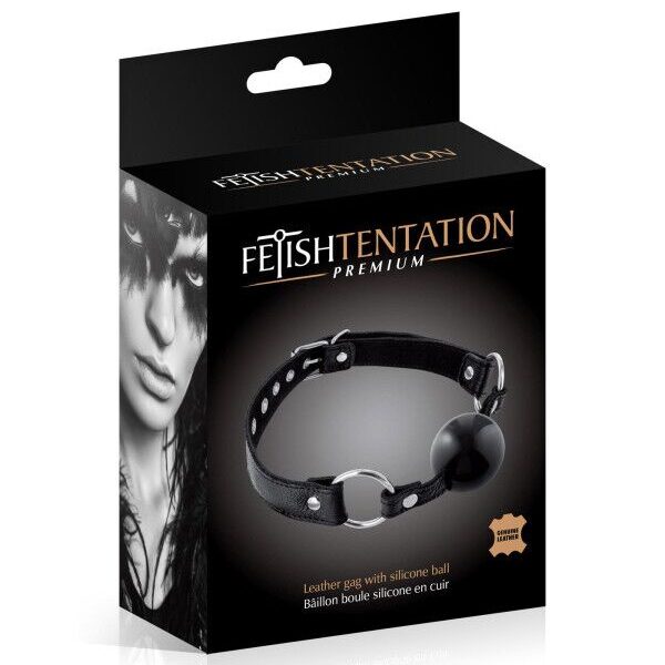 Кляп Fetish Tentation Premium Leather gag with silicone ball Black