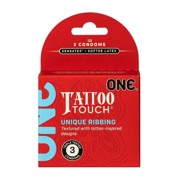 Презервативи ONE Tattoo Touch 3 шт, картонна коробка (м'ята упаковка!!!)