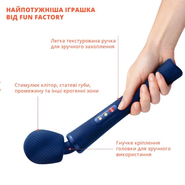 Вібромасажер Fun Factory VIM Vibrating Wand midnight blue, суперпотужний та легкий, до 6 годин роботи