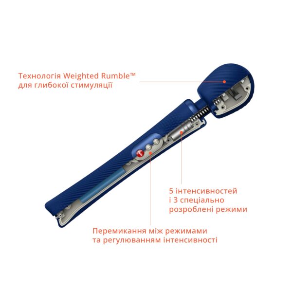 Вібромасажер Fun Factory VIM Vibrating Wand midnight blue, суперпотужний та легкий, до 6 годин роботи