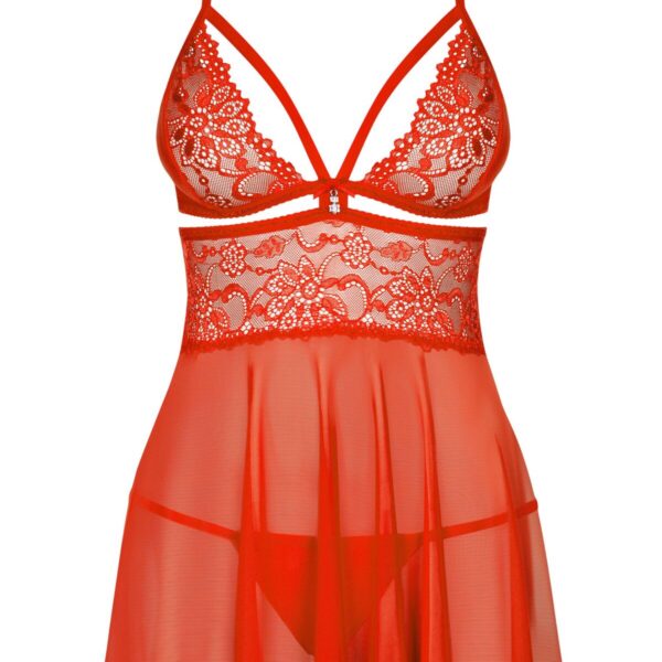 (SALE) Бебі-дол Obsessive 838-BAB-3 babydoll & thong red S/M