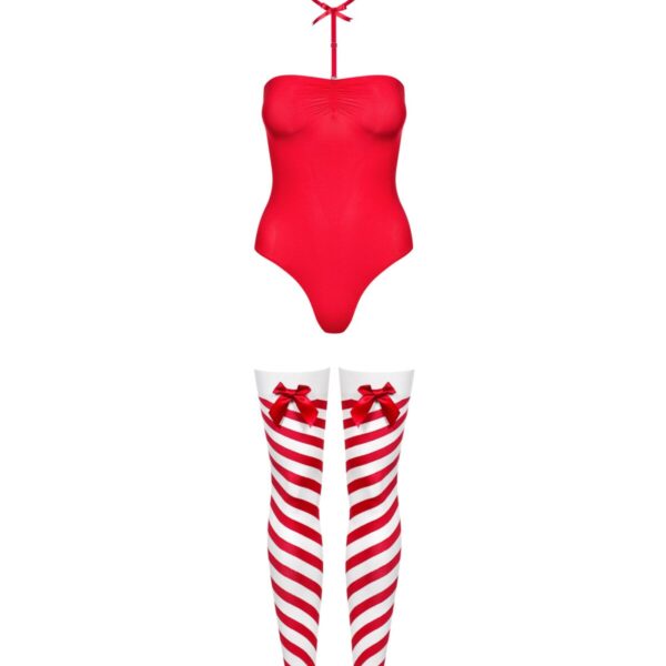 Боді Obsessive Kissmas teddy red S/M