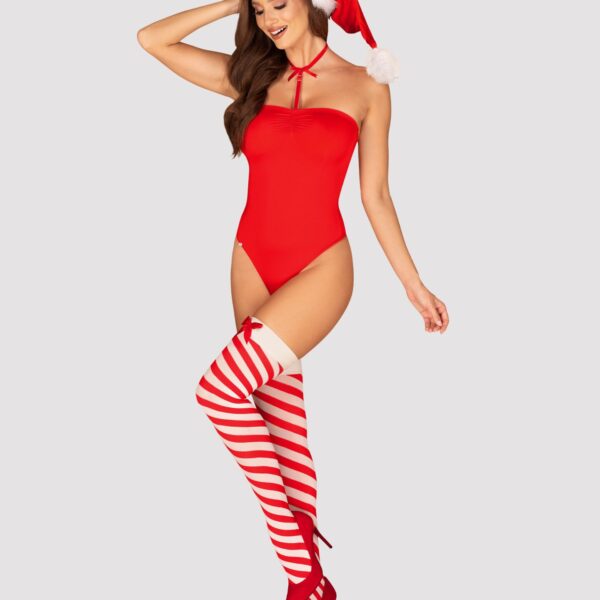 Боді Obsessive Kissmas teddy red S/M