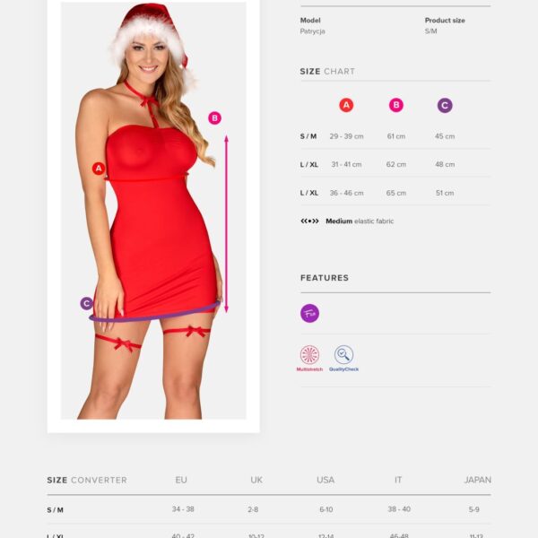 Сорочка Obsessive Kissmas chemise red S/M