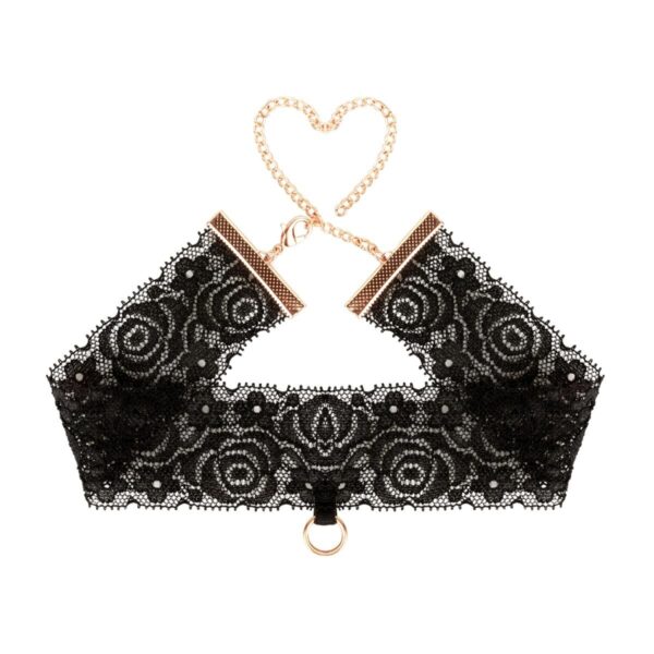 Мереживні наручники та комір Rosy Gold - Lace Cuffs and Collar - Black