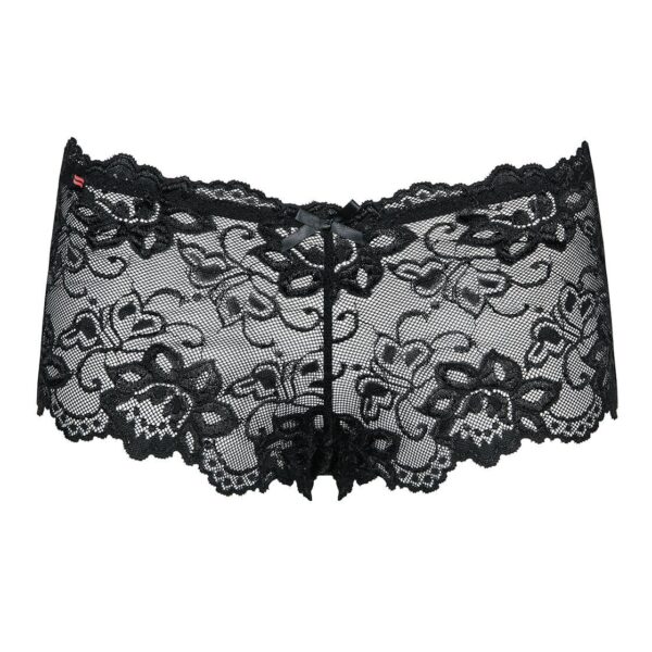 (SALE) Мереживні трусики-шортики Obsessive Idillia shorties black L/XL