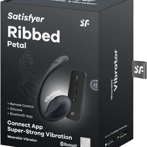 Віброяйце Satisfyer Ribbed Petal Connect App Black