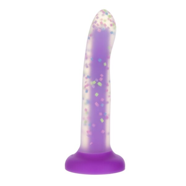 Фалоімітатор, що світиться в темряві, ADDICTION Rave 8″, Glow in the Dark Dildo Purple Confetti, 20,3 см