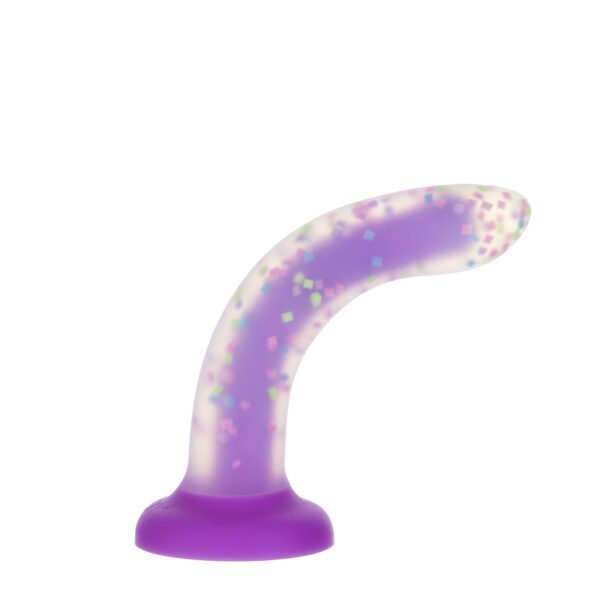 Фалоімітатор, що світиться в темряві, ADDICTION Rave 8″, Glow in the Dark Dildo Purple Confetti, 20,3 см