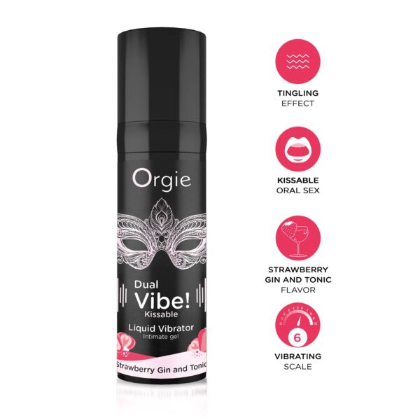 Рідкий вібратор Orgie - Dual Vibe! Strawberry Gin & Tonic Kissable Liquid Vibrator (15 мл)