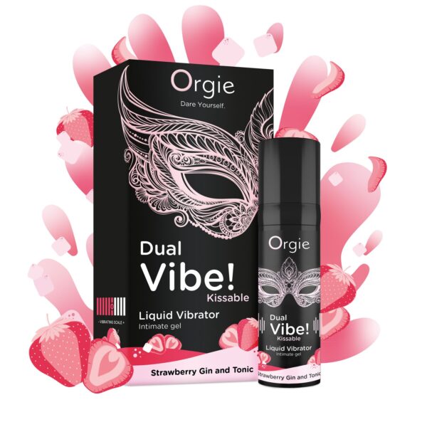 Рідкий вібратор Orgie - Dual Vibe! Strawberry Gin & Tonic Kissable Liquid Vibrator (15 мл)