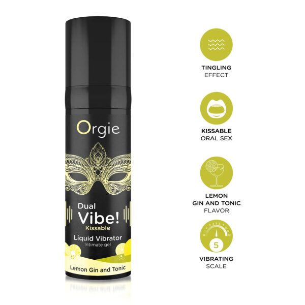 Рідкий вібратор Orgie - Dual Vibe! Lemon Gin And Tonic Kissable Liquid Vibrator (15 мл)