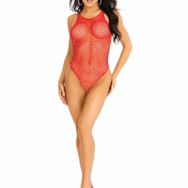 Боді-сітка Leg Avenue Net snap crotch tank bodysuit Red, One Size