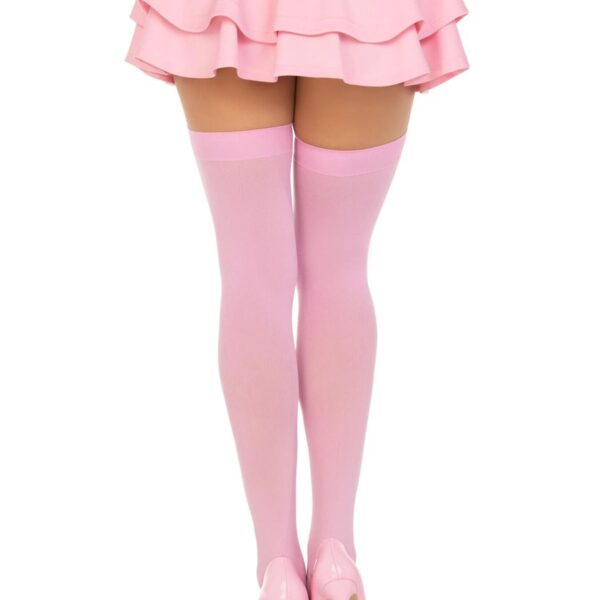 Щільні непрозорі панчохи Leg Avenue Opaque Nylon Thigh Highs Pink, One Size