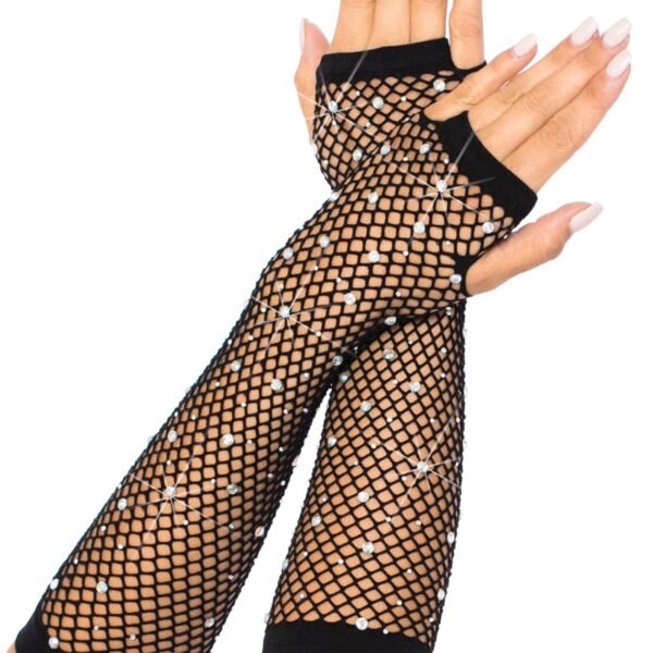 Мітенки Leg Avenue Rhinestone Fishnet Arm Warmers Black